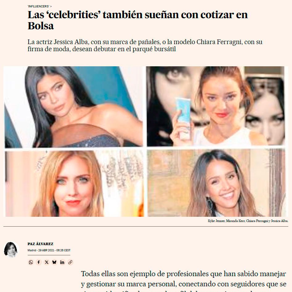 Las “celebrities” también sueñan con cotizar en bolsa