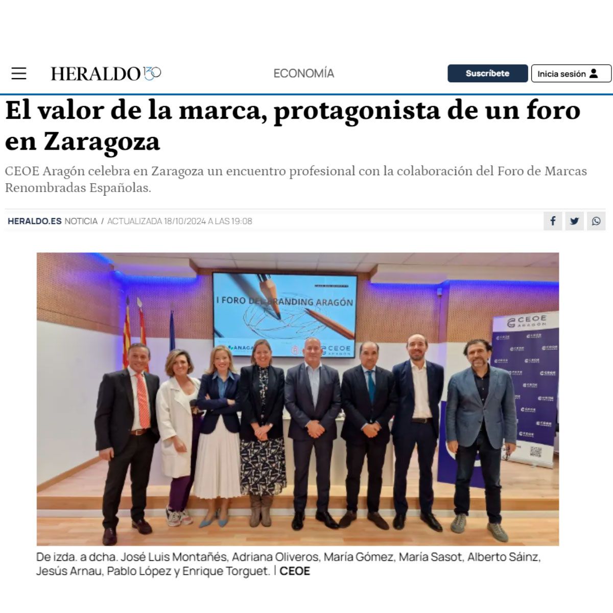 El valor de la marca, protagonista de un foro en Zaragoza